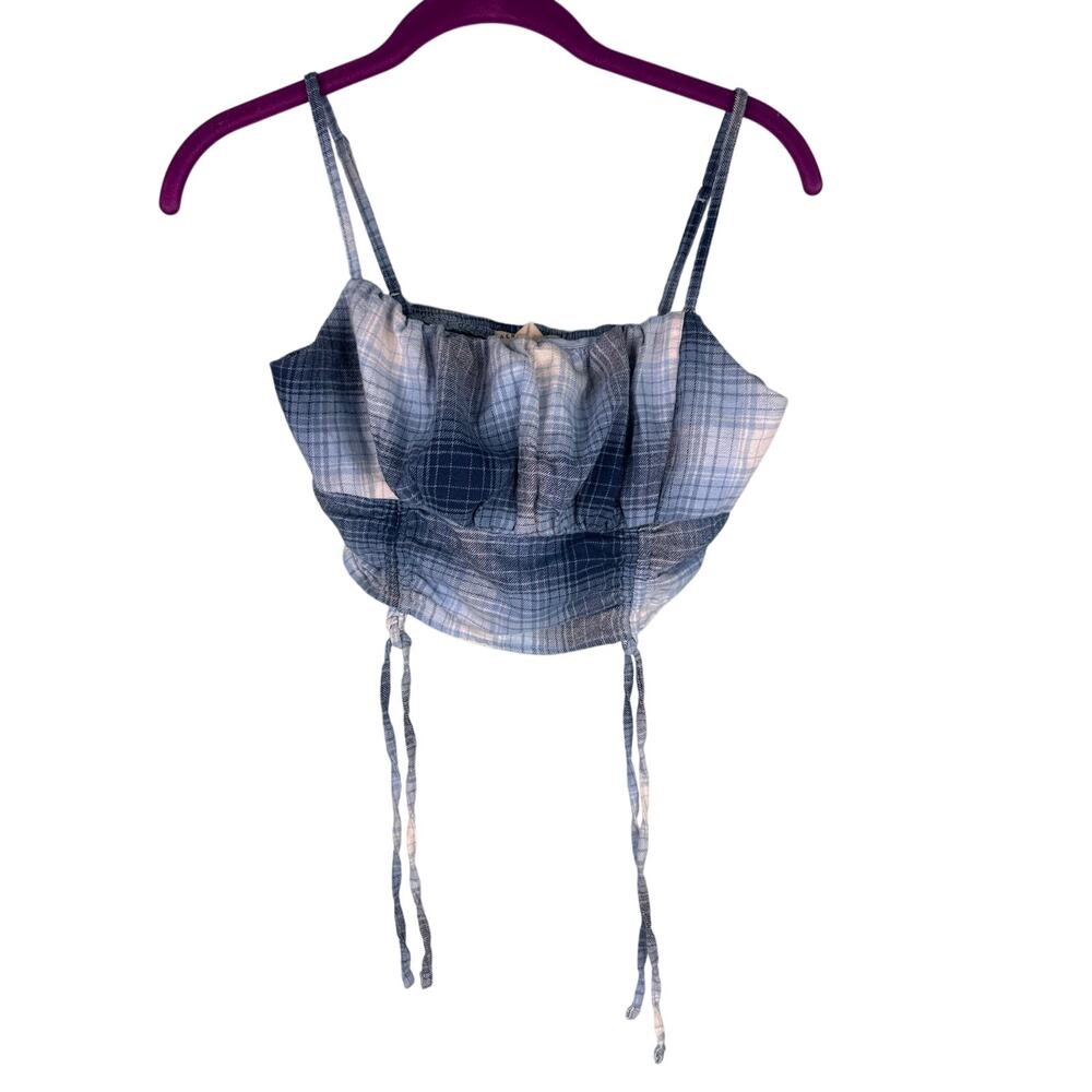 Aeropostale blue and white cinched cropped cami tank top Small